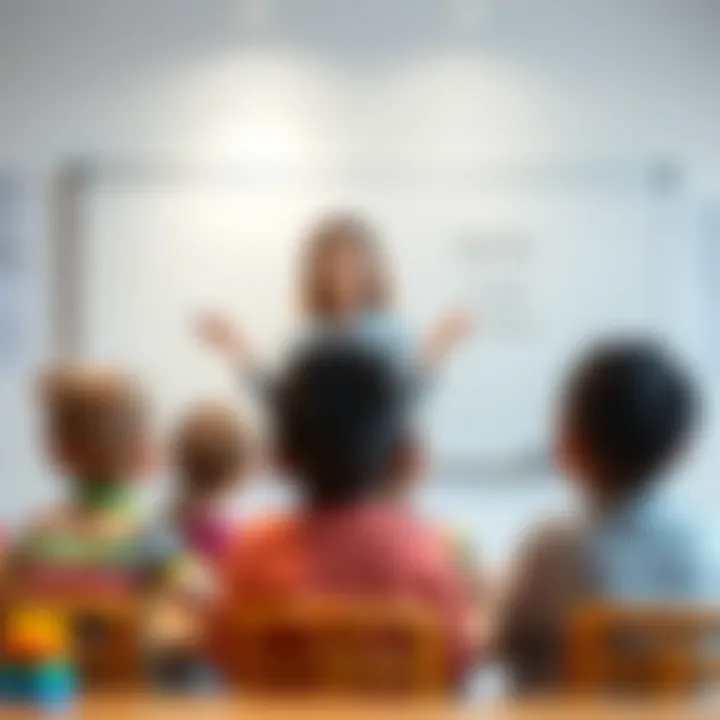 Teacher conducting a lesson using a whiteboard