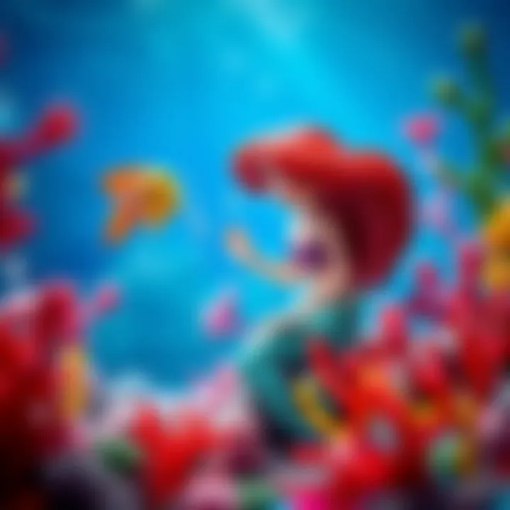 Ariel interacting with enchanting sea creatures