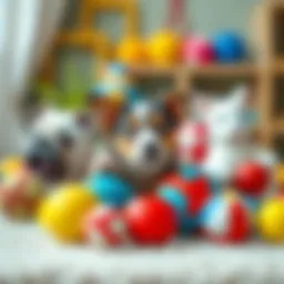 Various types of dog balls for playtime