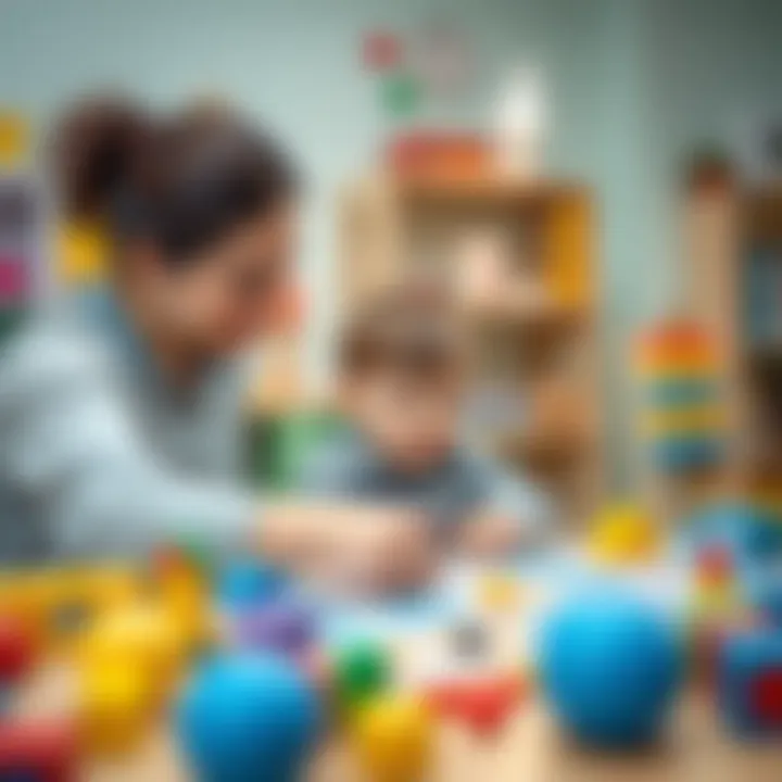 Parent guiding child in a math game