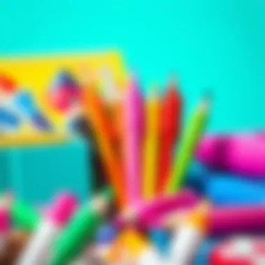 A selection of educational materials alongside fun pens, highlighting their dual purpose