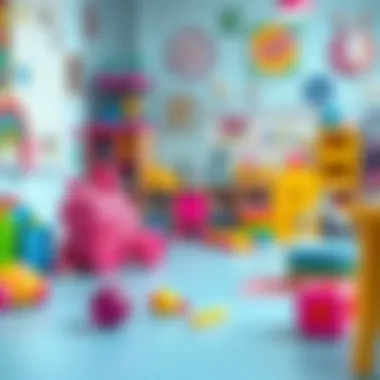 Educational Setting with Pink Glitter Toys An educational setting featuring pink glitter toys that inspire creativity