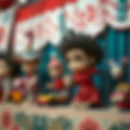 Artistic puppetry display showcasing intricate designs