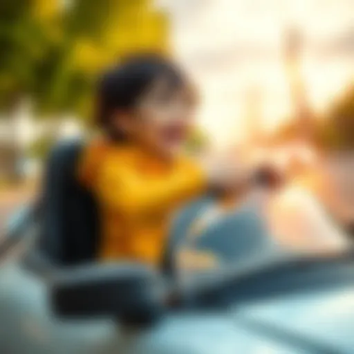 Joyful Experience of Riding an Electric Car Child enjoying riding an electric car