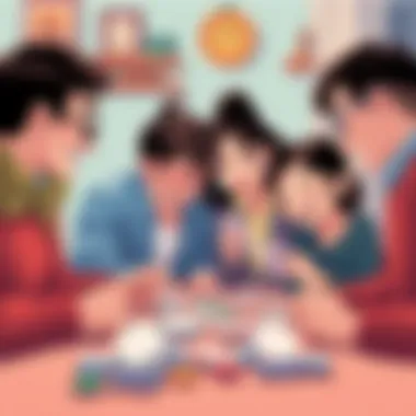 Family playing a card game together