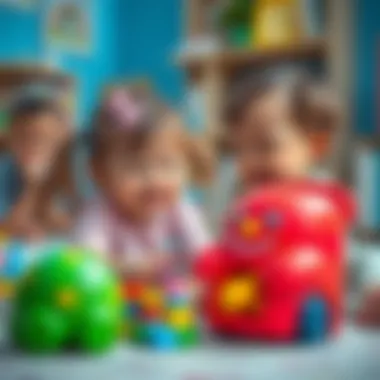Engaging children with Fisher Price toys during playtime