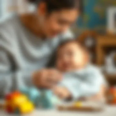 A mother nurturing her baby boy during a bonding session.