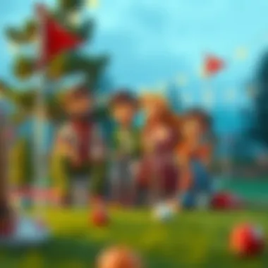 Family enjoying mini golf together