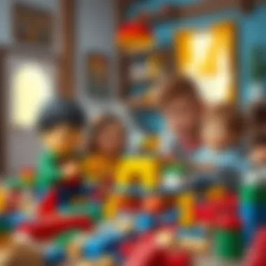 Family enjoying Lego building together