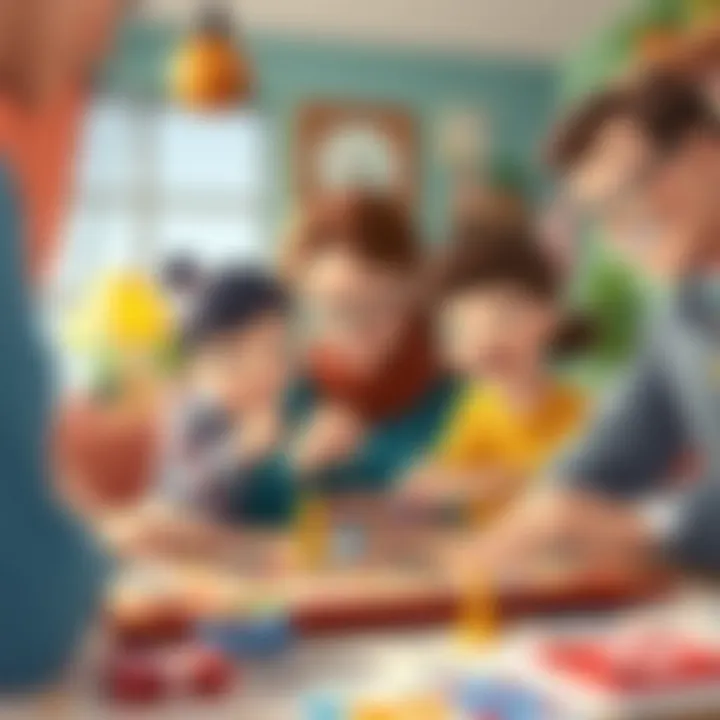 Family playing Monopoly together