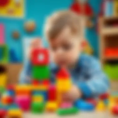 Educational Play with Magnetic Blocks A child engaged in educational play with magnetic building blocks