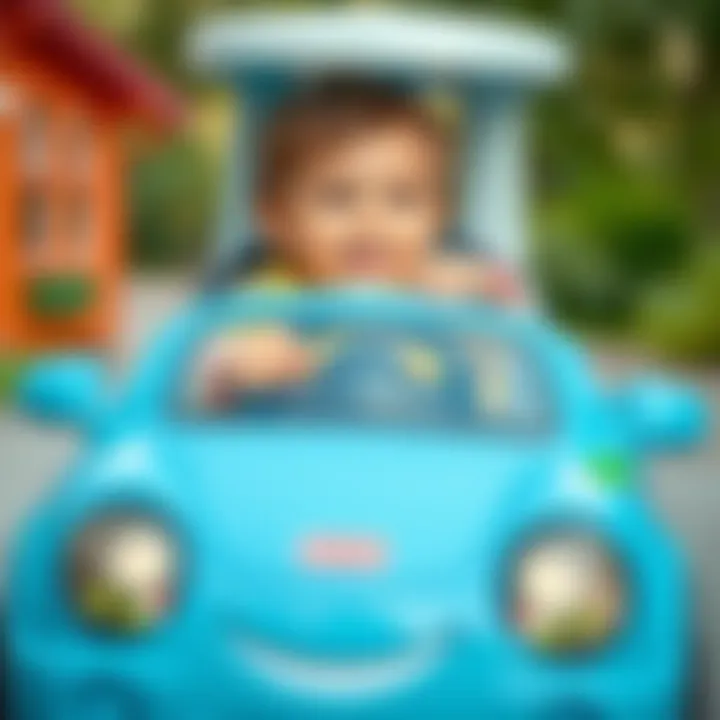 Child playing with Fisher Price Smile Car in driving mode