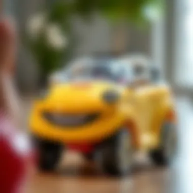 Close-up of Fisher Price Smile Car highlighting safety features