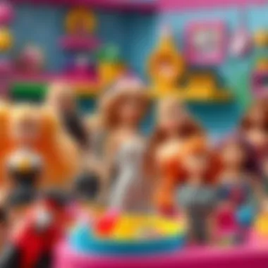 Variety of Barbie characters in a vibrant game setting
