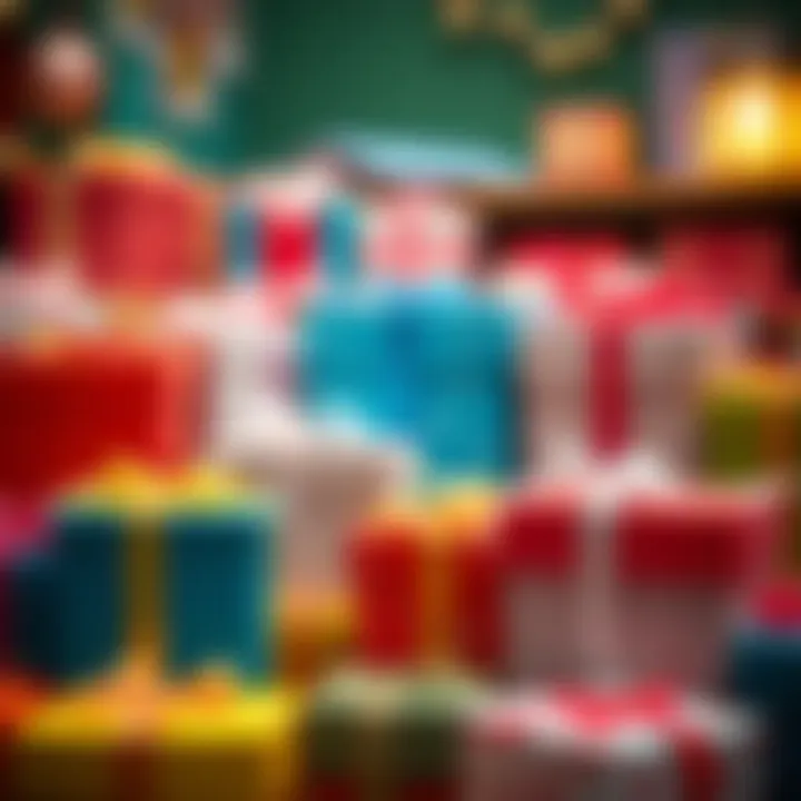 Colorful selection of gift boxes on display