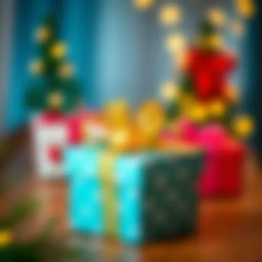 A beautifully wrapped gift box with a colorful ribbon