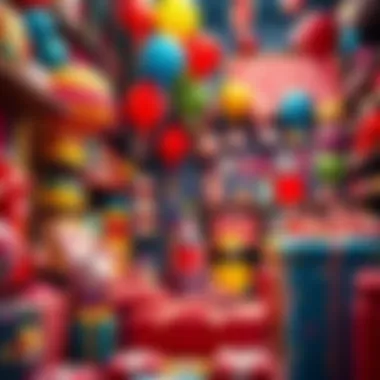 An array of colorful birthday decorations and gifts