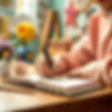 A thoughtful person writing a birthday message in a journal