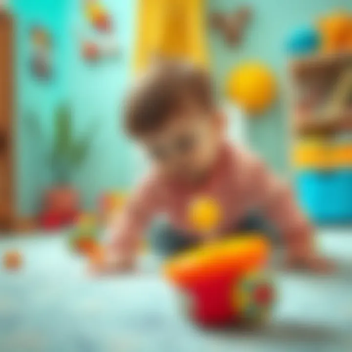 Child engaging with a wobbling toy on the floor