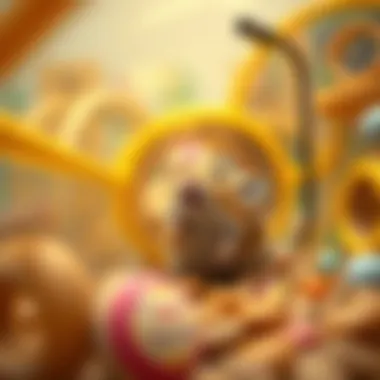 Hamster exploring a tunnel toy