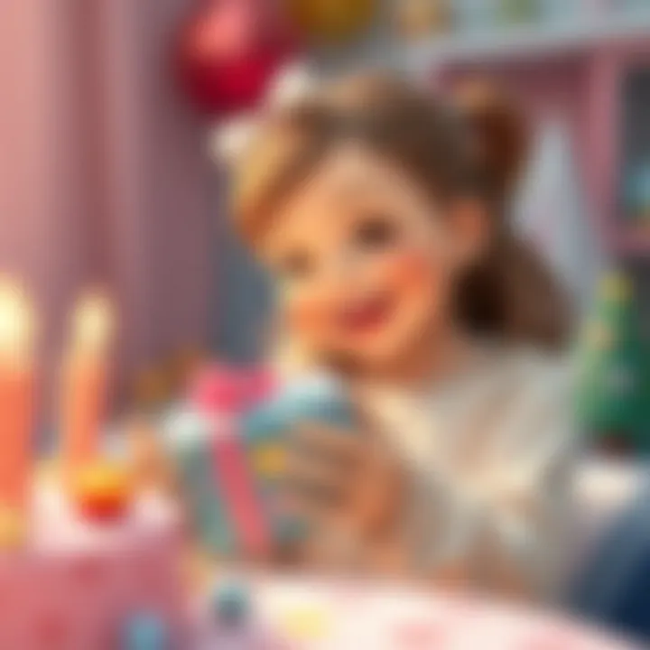 Happy Girl Receiving a Birthday Gift Happy girl receiving a birthday gift