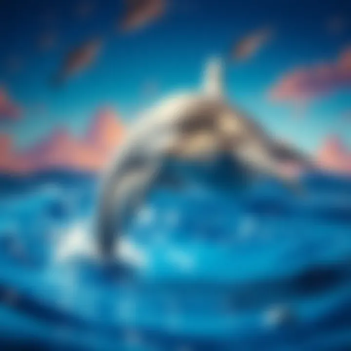 A captivating artwork of a playful dolphin leaping out of the ocean