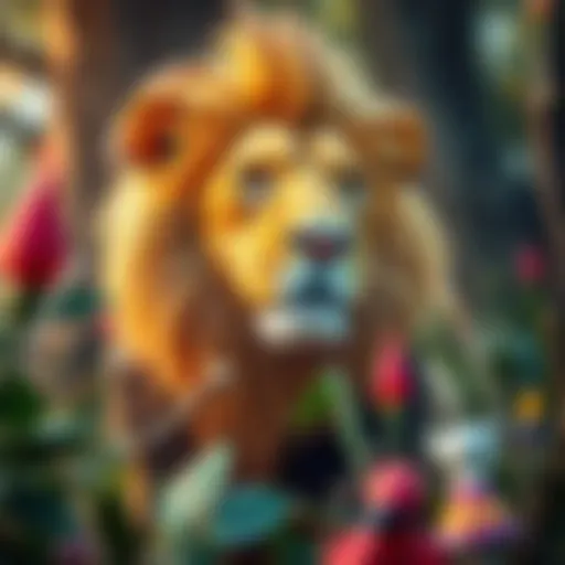 A detailed sketch of a majestic lion in its natural habitat