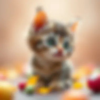 A charming depiction of a curious kitten