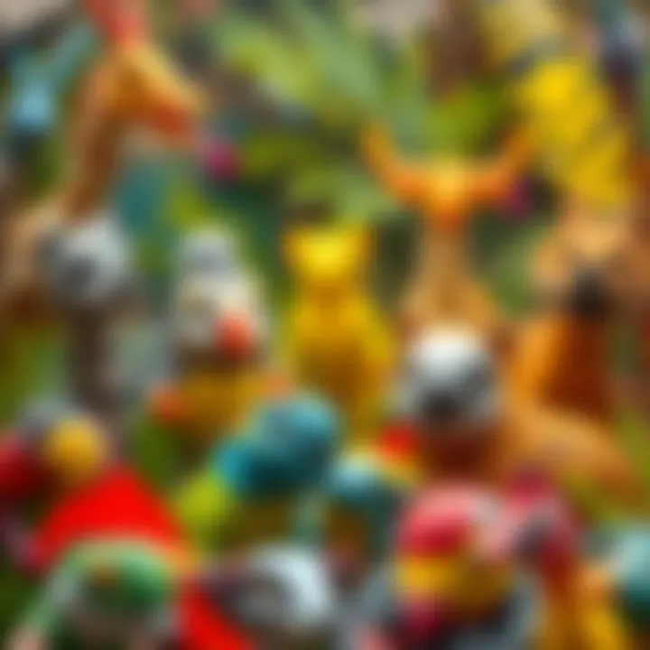 Exotic Animals in Their Habitat A colorful array of exotic animals in a vibrant habitat