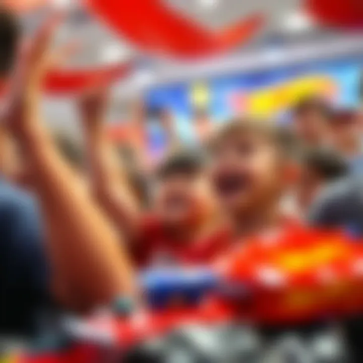Children cheering and engaging during a Hot Wheels event
