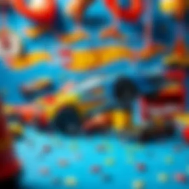 Decorations and party supplies inspired by Hot Wheels.