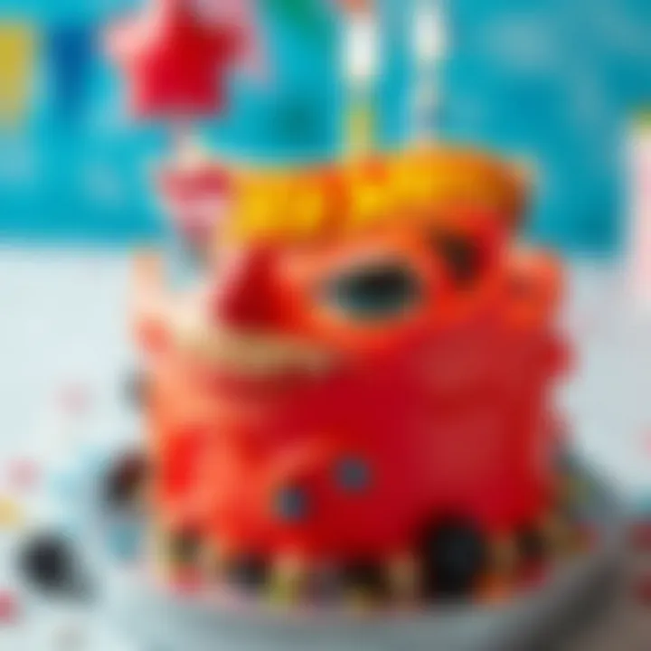 A beautifully decorated birthday cake themed around Hot Wheels.