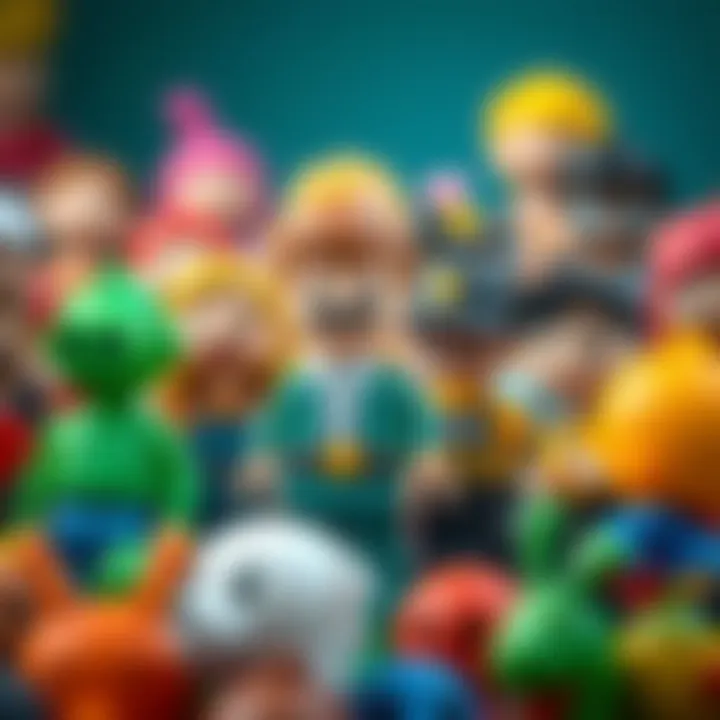 A collection of character figures showcasing different roles