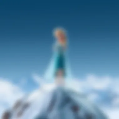 Elsa's Confidence on a Frozen Mountain Elsa standing confidently on a frozen mountain peak.