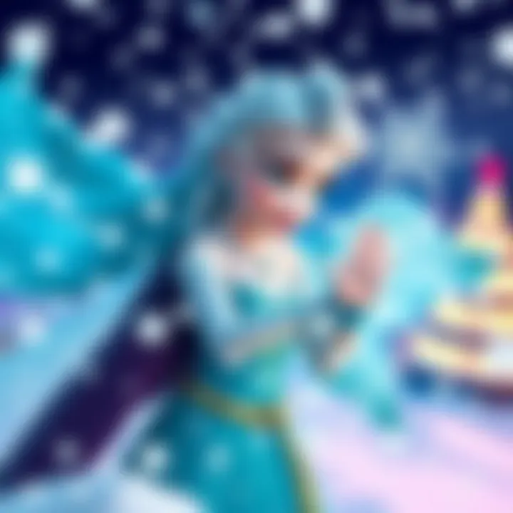 Elsa's Ice Powers in a Winter Wonderland Elsa in a winter wonderland, showcasing her enchanting ice powers.