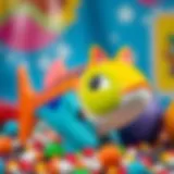 Colorful cat fish toy in a playful setting