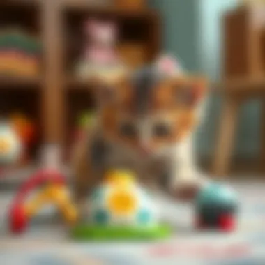 A cat engaging playfully with a dynamic toy