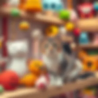 An array of high-quality cat toys displayed on a shelf