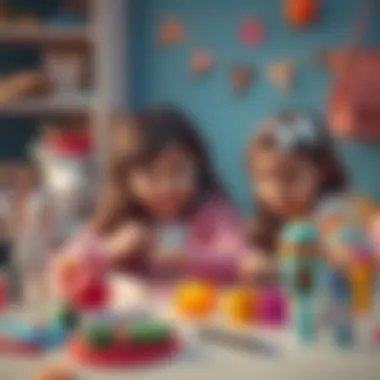 Creative playtime with girls using craft materials