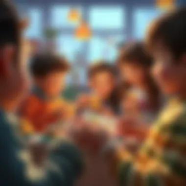 Parents selecting tower cards for educational play