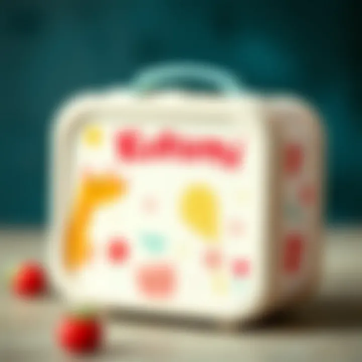 A close-up of Kuromi themed lunchbox with whimsical motifs