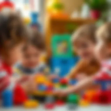 Children engaged in play with Lego Classic sets
