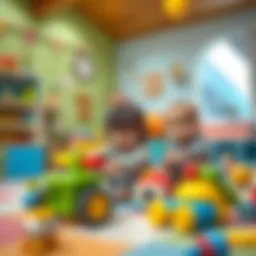 Engaging children with Locco toys in a colorful playroom