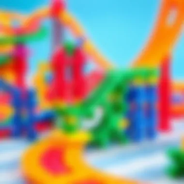 Colorful track pieces interlocking creatively