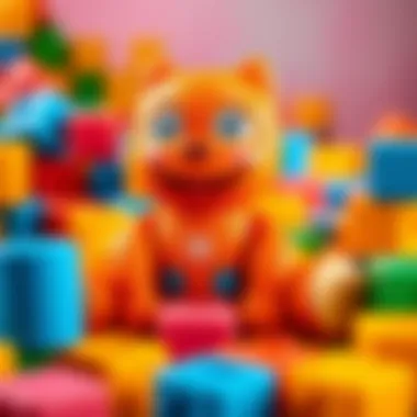 Makka Pakka Toy with Colorful Blocks Makka Pakka toy surrounded by colorful blocks