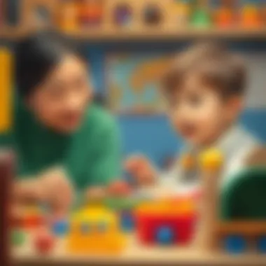 A parent and child exploring different maşa set options