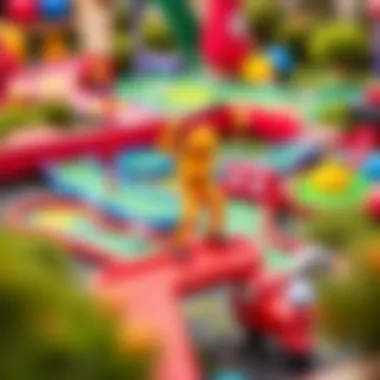 Colorful mini golf course with unique obstacles