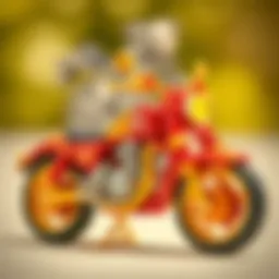 Detailed design of a miniature motorcycle showcasing intricate craftsmanship