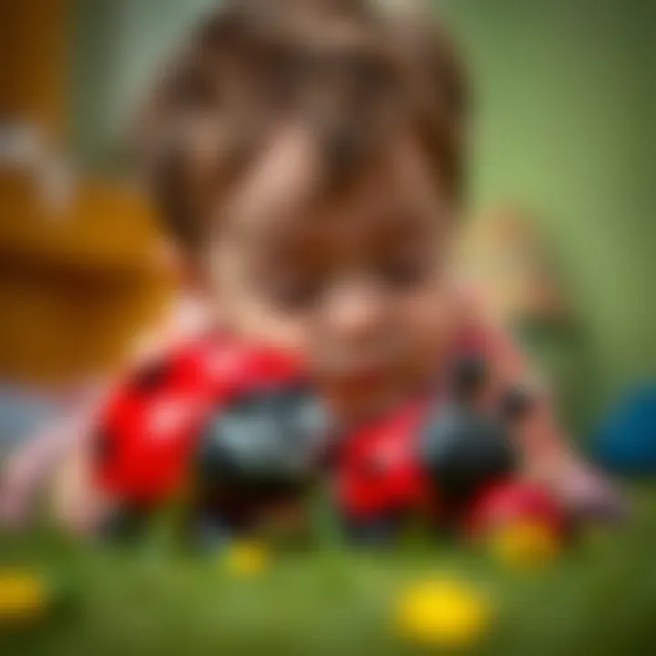 Child engaging with a ladybug toy