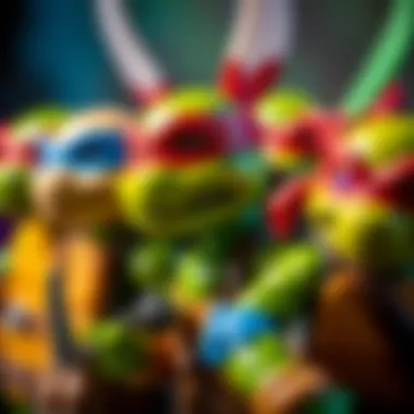 Close-up of detailed Ninja Turtles action figures